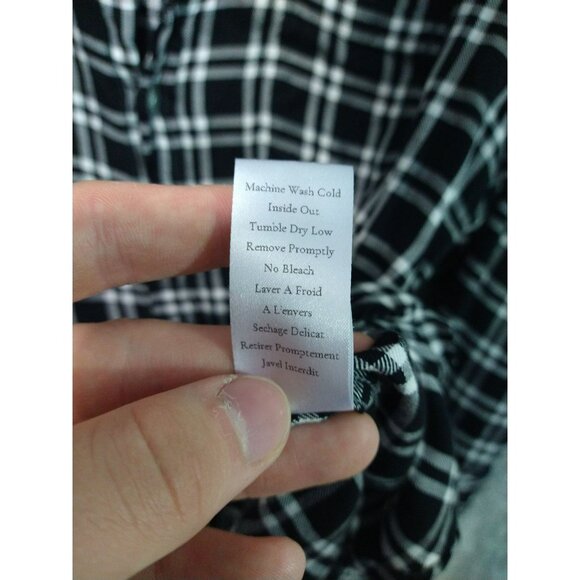 Frank Eileen Shirt Womens Small Black Plaid Button Up Long Sleeve Top Modal - Picture 7 of 8